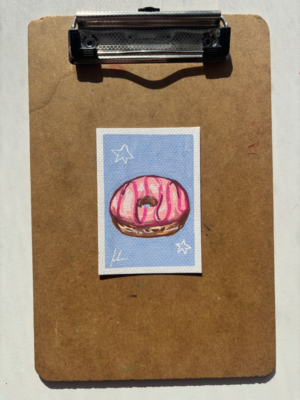 “Pink Donut” aceo art card