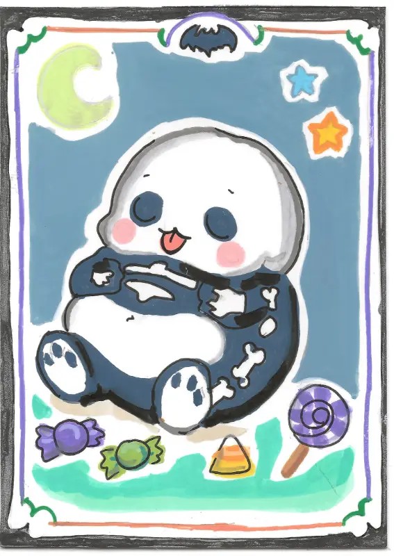 Skeleton Candy Belly | Halloween Belly Collection | Art with Sara Rose aceo art card