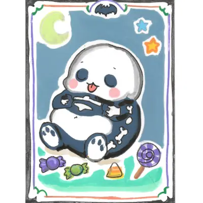 Skeleton Candy Belly | Halloween Belly Collection | Art with Sara Rose aceo art card thumbnail 1
