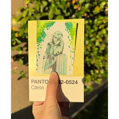 Overgrown Statue aceo art card thumbnail 2
