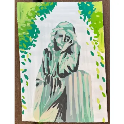 Overgrown Statue aceo art card thumbnail 3