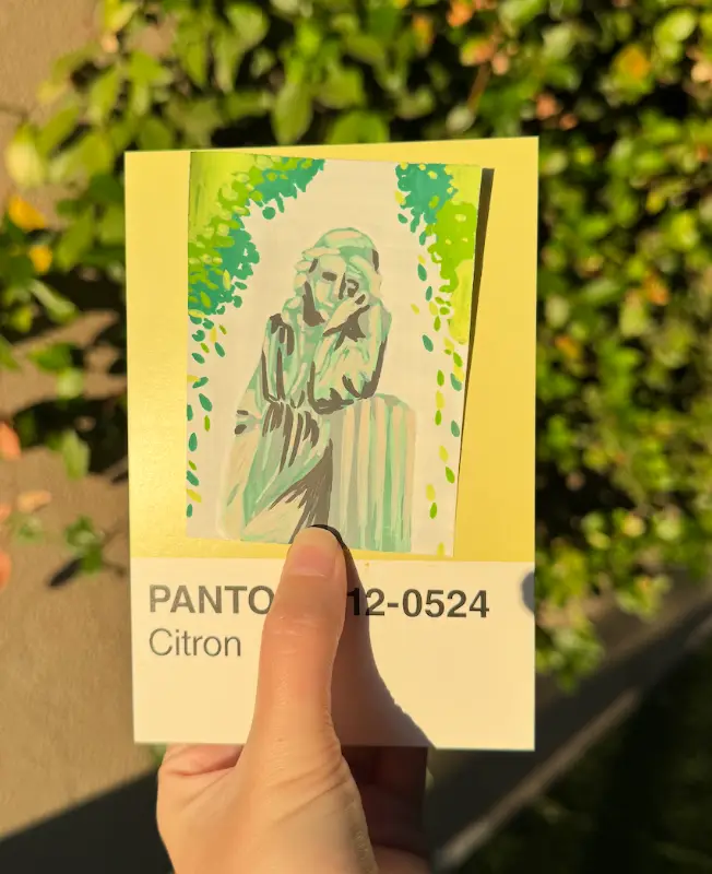 Overgrown Statue aceo art card