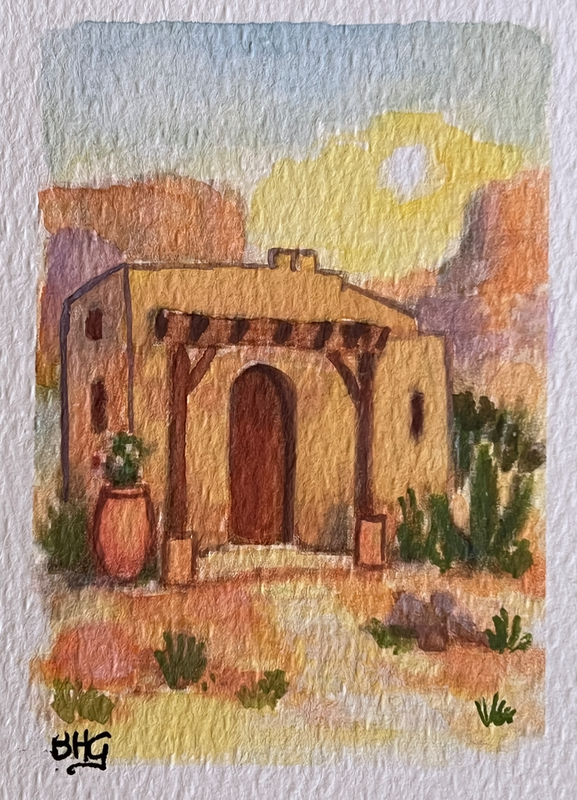 Adobe House 2 aceo art card