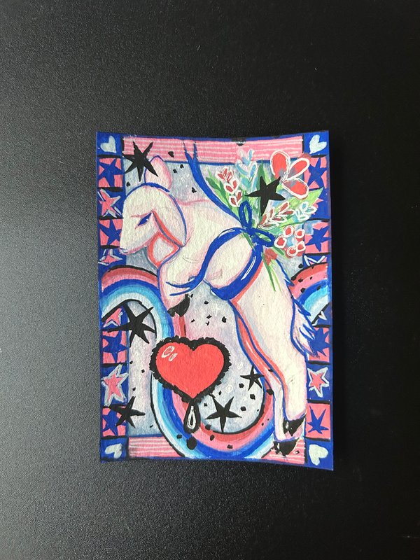 Black Star Lamb aceo art card