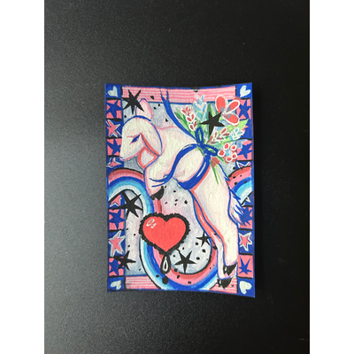 Black Star Lamb aceo art card thumbnail 1