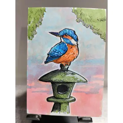 KingFisher On Lantern aceo art card thumbnail 2