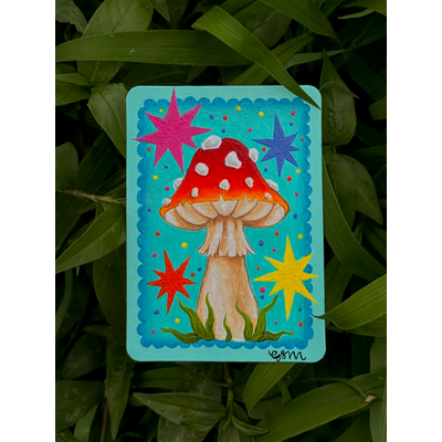 Mushroom Party! aceo art card thumbnail 1