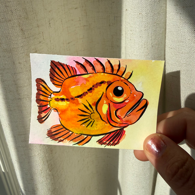 Big Eye Fish aceo art card thumbnail 2