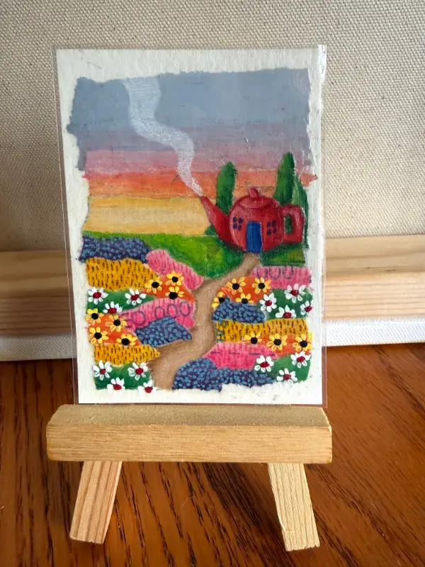 Teapot Cottage aceo art card