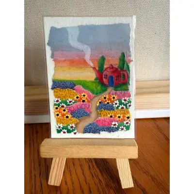 Teapot Cottage aceo art card thumbnail 1