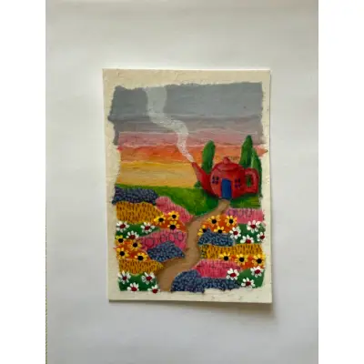 Teapot Cottage aceo art card thumbnail 2