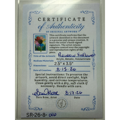 Rainbow Sunflower Holographic aceo art card thumbnail 5