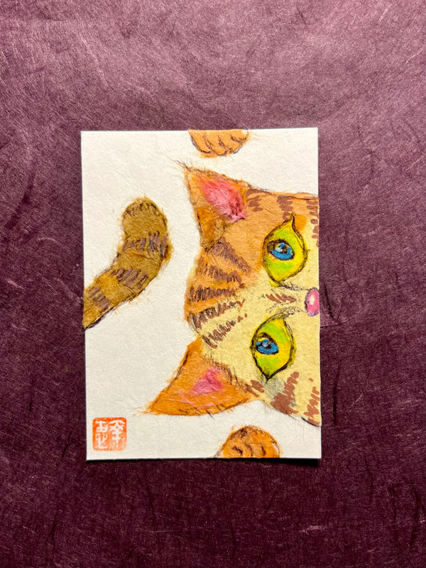 Good morning, mom - Japanese Washi att aceo art card