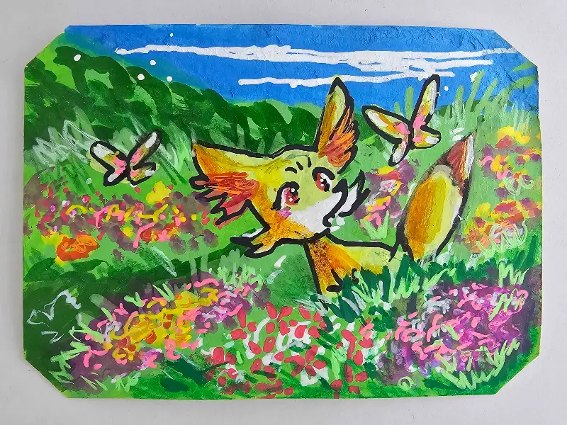 Fennekin aceo art card
