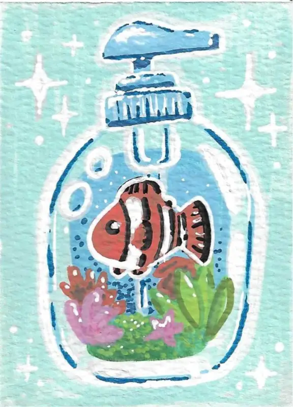 Fish Soap aceo art card
