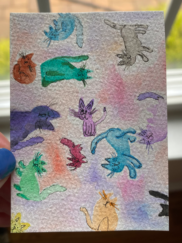 Here Kitty aceo art card