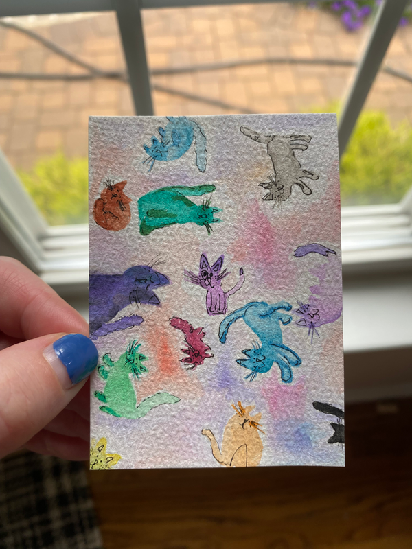 Here Kitty aceo art card