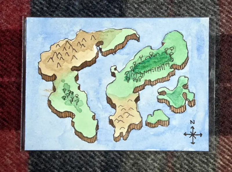 Oblong Islands Map aceo art card
