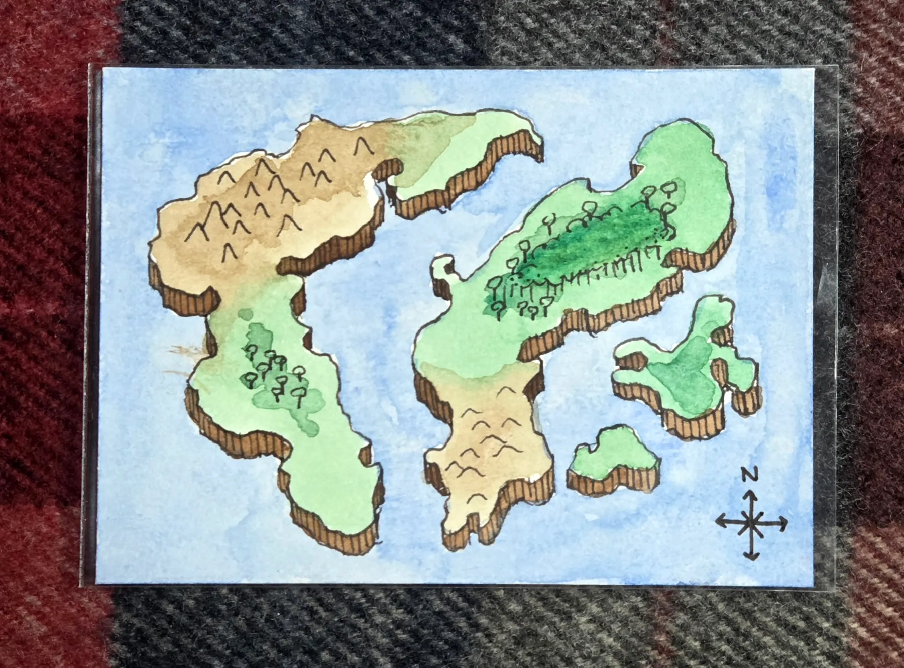 Oblong Islands Map aceo art card