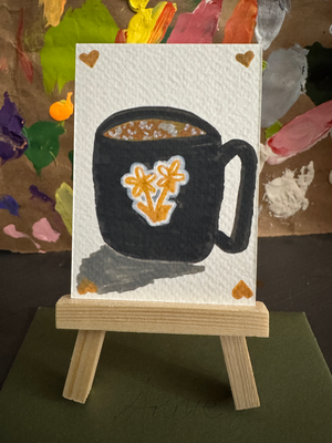 Morning Coffee aceo art card thumbnail 1