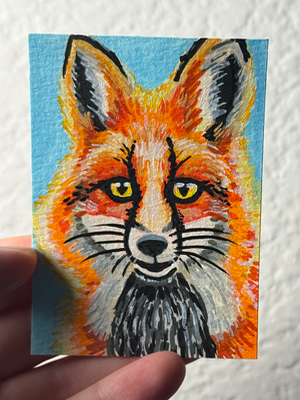 Fox friend aceo art card thumbnail 1