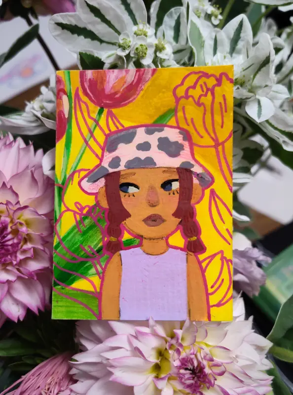 Tulip Girl 2 aceo art card