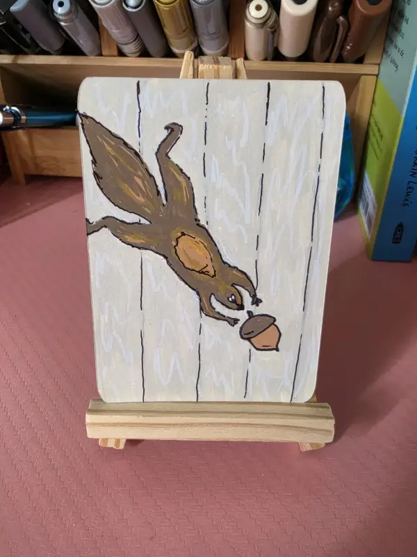 Squirrel and Nut aceo art card