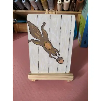Squirrel and Nut aceo art card thumbnail 1