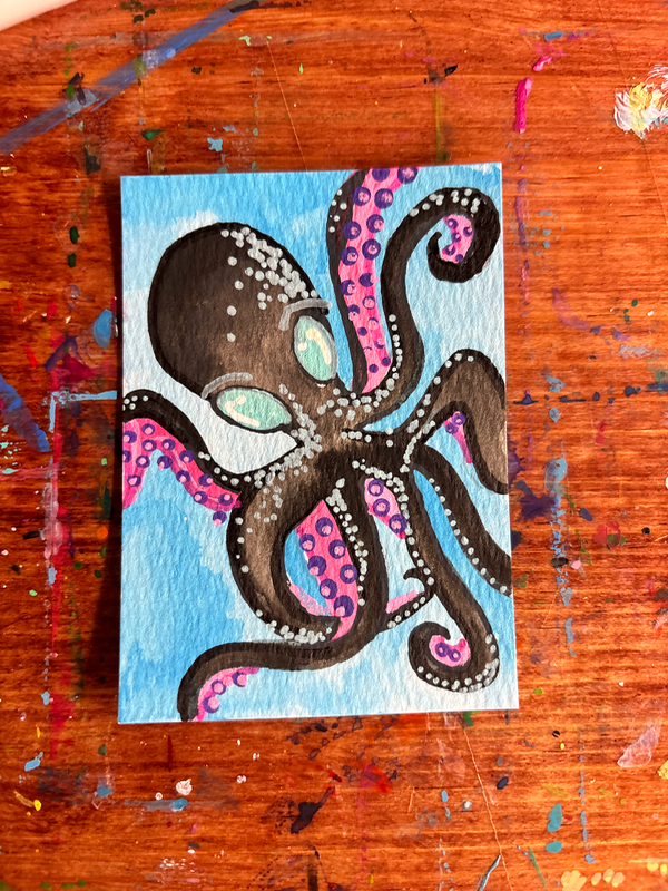 Vibing octopus #4 aceo art card