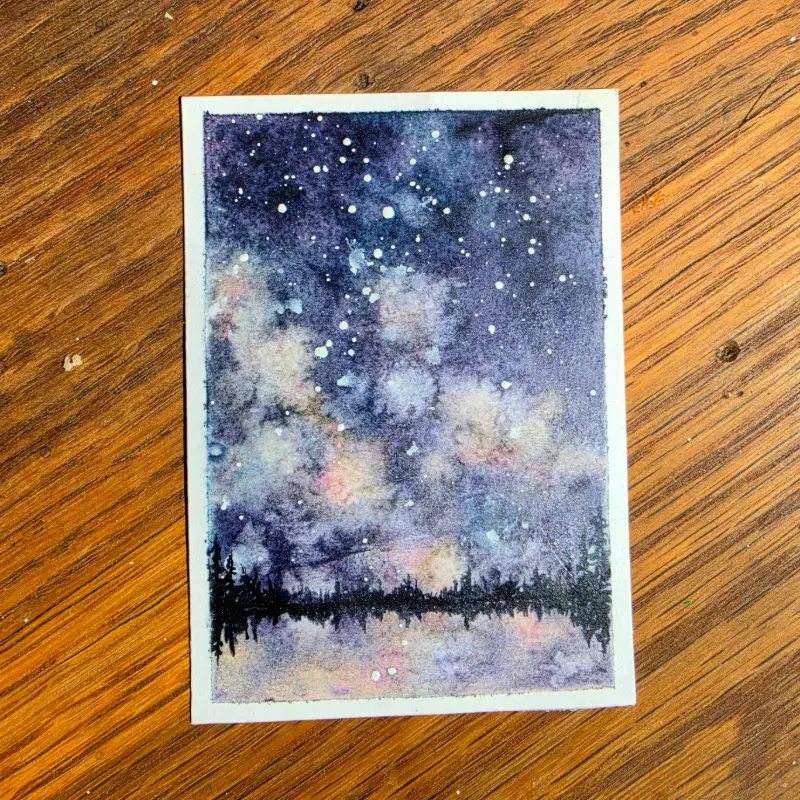 Reflected milk way aceo art card