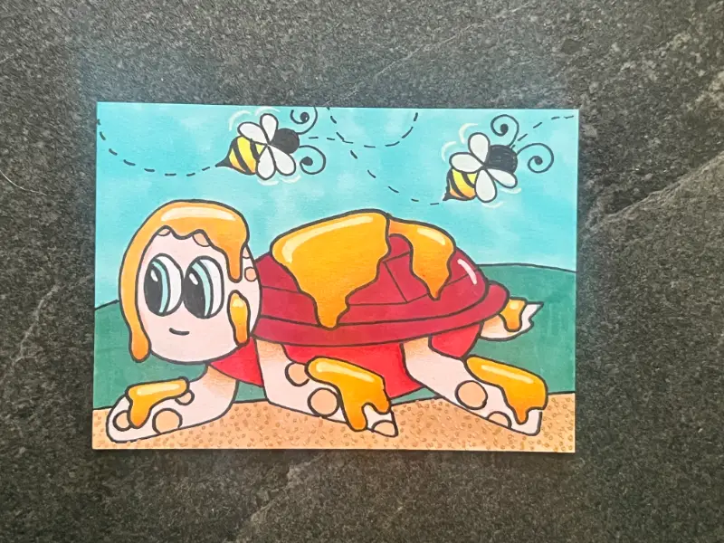 Sticky Turtle aceo art card