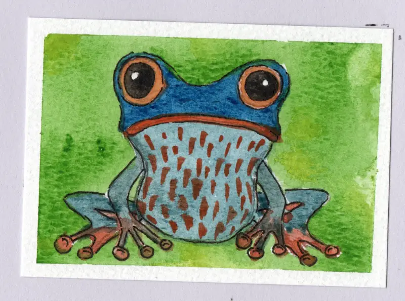 The Meh Frog aceo art card