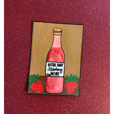Strawberry Wine 🍷 aceo art card thumbnail 2
