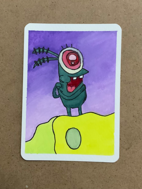 SpongeBob Plankton aceo art card