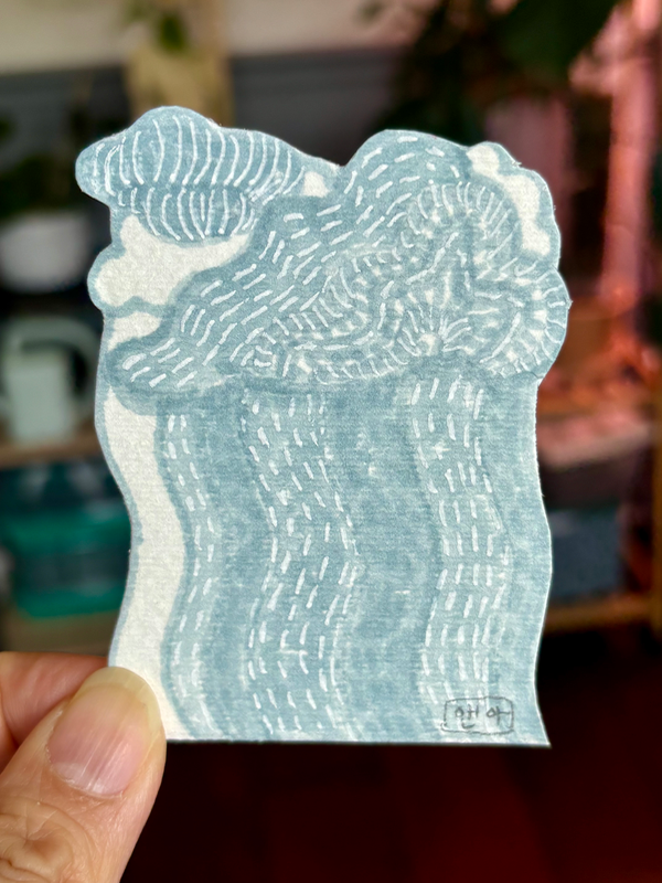 ACEO original, abstract rain clouds aceo art card