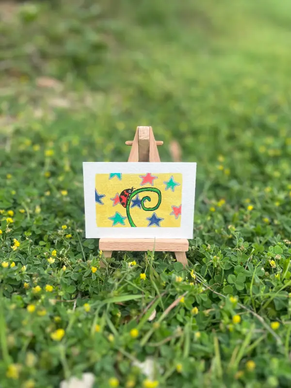 Ladybug Adventures in the Stars aceo art card