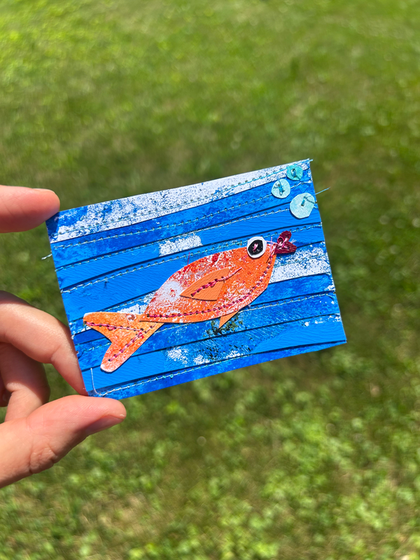 Kissy Fishy Fish aceo art card