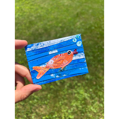 Kissy Fishy Fish aceo art card thumbnail 1