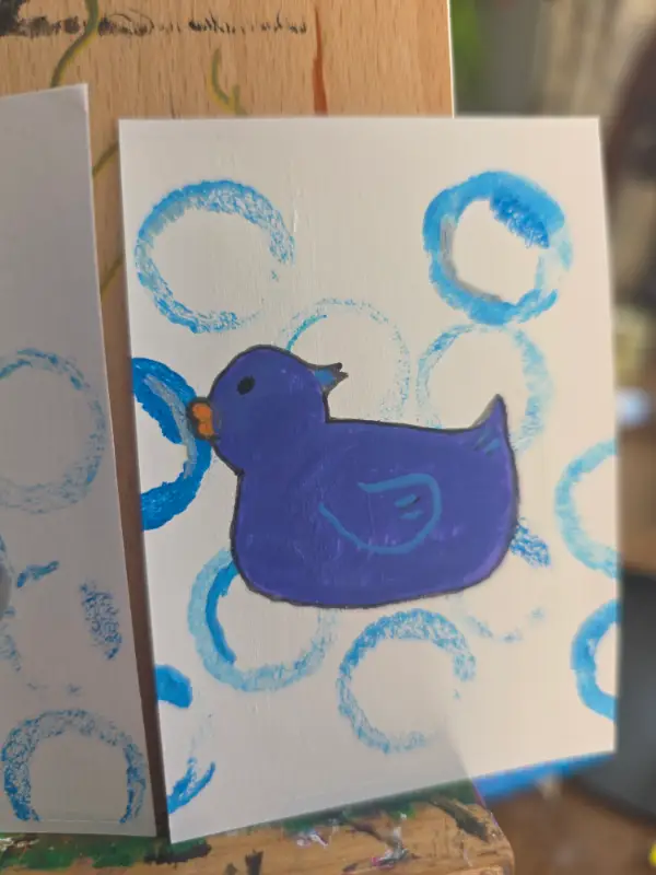 Bubble Ducky Purple aceo art card