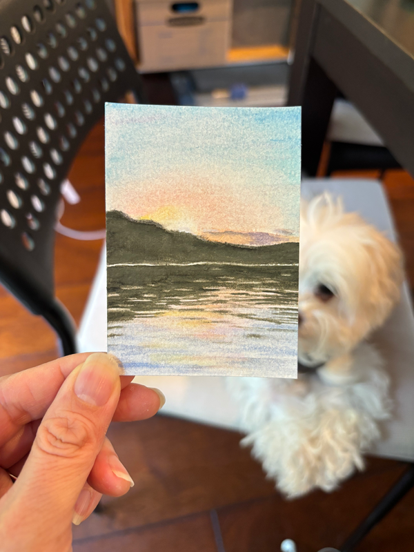 ACEO original, Sunset aceo art card
