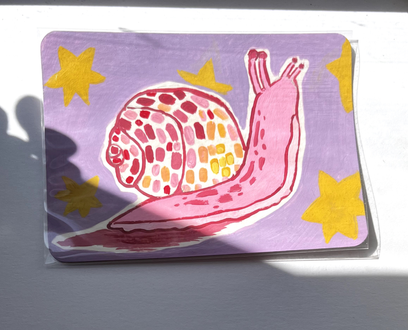 Colorful Disco Snail kb.creations ACEO Signed aceo art card