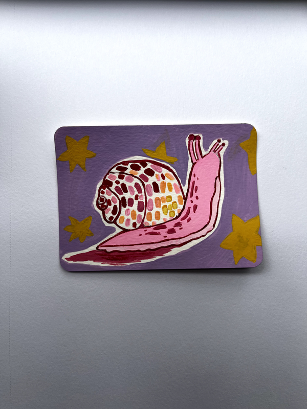 Colorful Disco Snail kb.creations ACEO Signed aceo art card