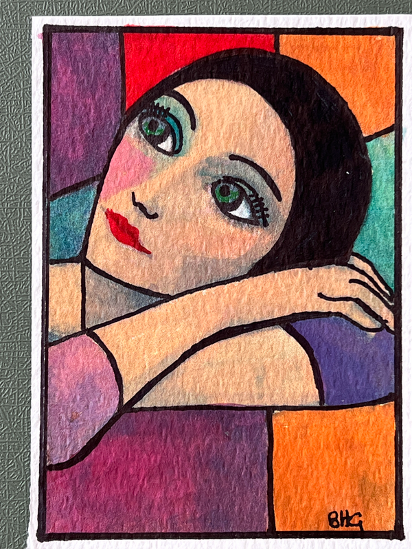 Looking Away aceo art card