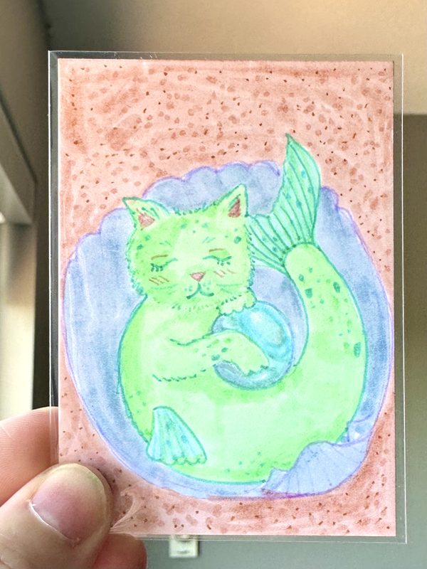 Mermaid Cat aceo art card
