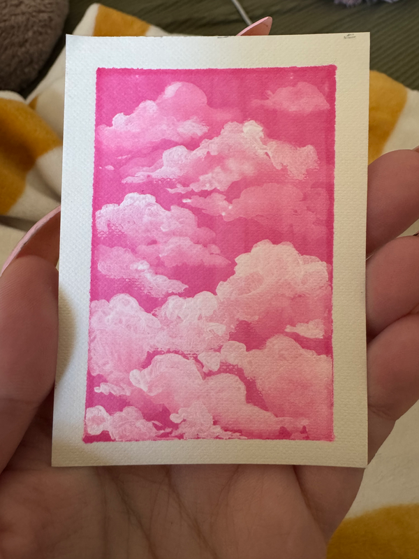 Pink sky aceo art card