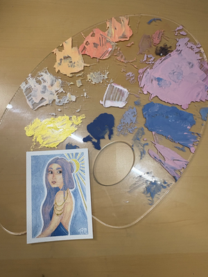 Starlit woman aceo art card thumbnail 2