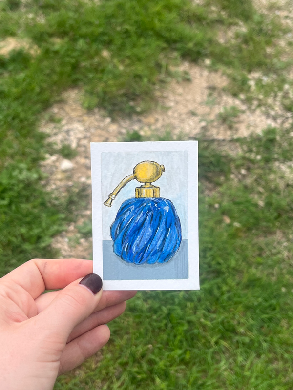 Vintage Glass Perfume Bottle aceo art card