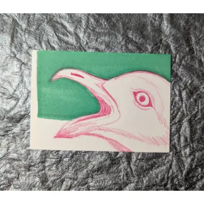 Screaming Seagull aceo art card thumbnail 2