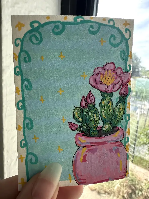 Flowering Cacti aceo art card