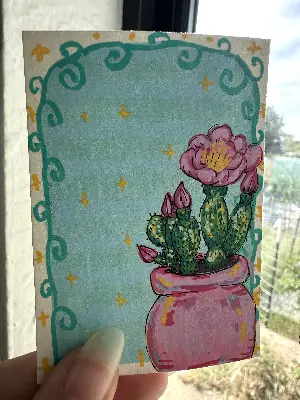Flowering Cacti aceo art card thumbnail 1